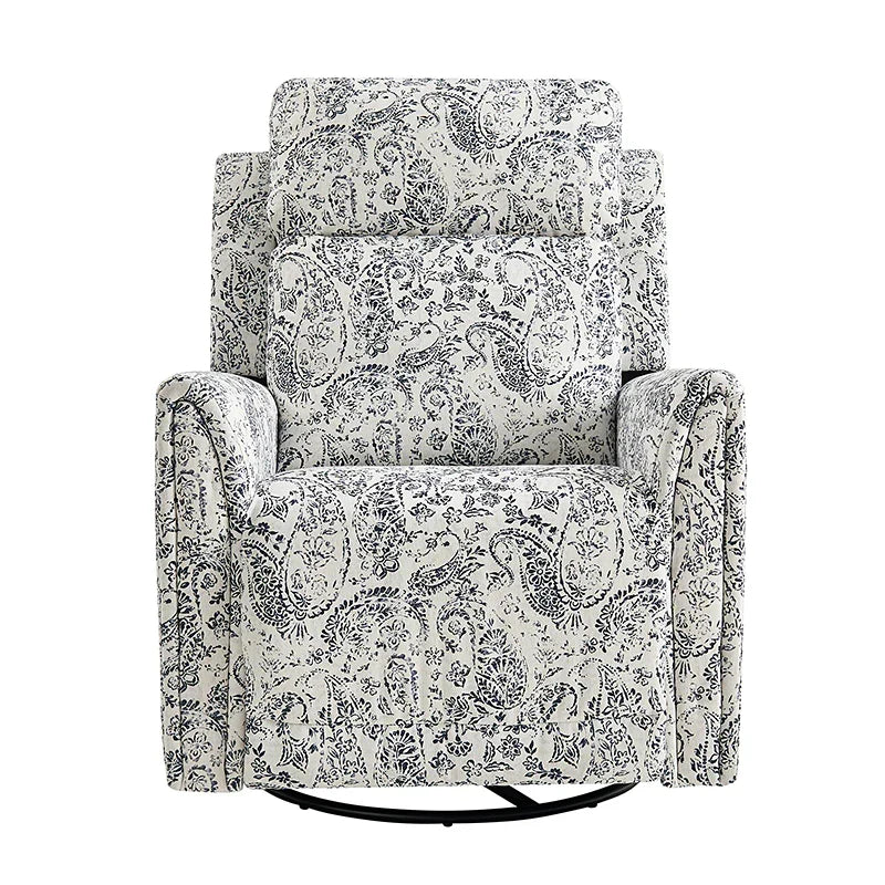 Alois Large Floral Swivel And Rocker Power Recliner With Adjustable Headrest