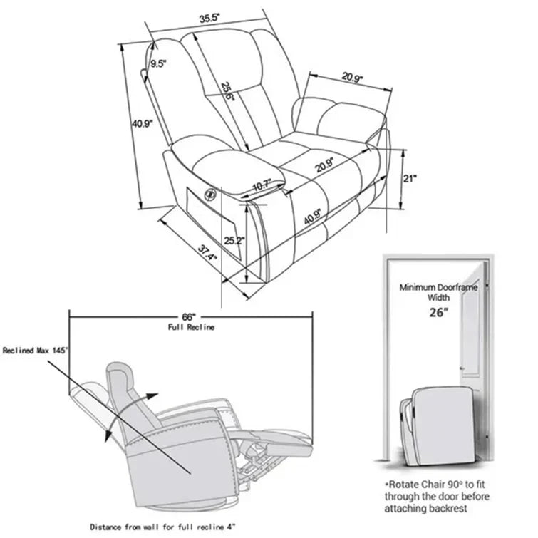 41'' Oversized Power Lift Chair - Heated Massage Electric Recliner with Super Soft Padding