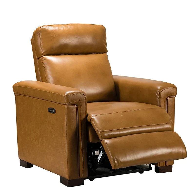 Lea 36.02" Wide Genuine Leather Power Recliner