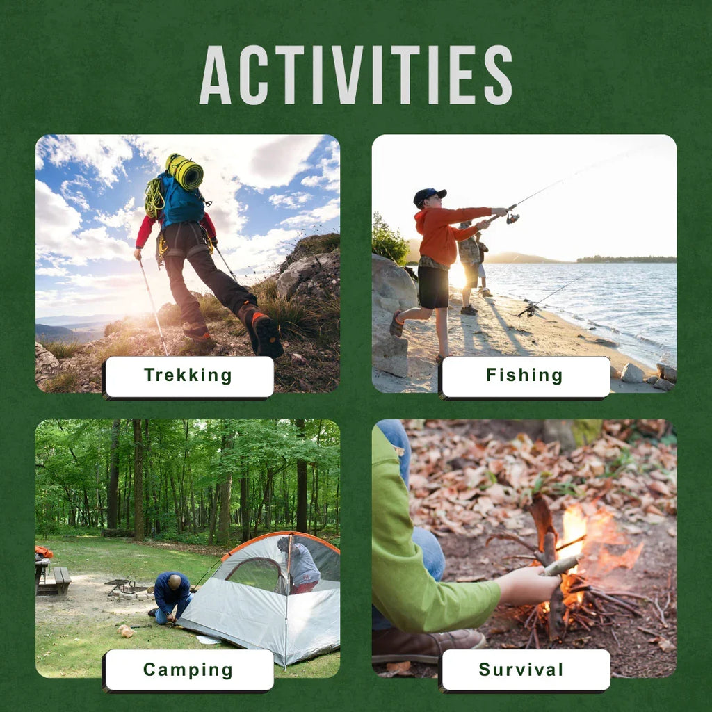 Outdoor Survival Hiking Walking Stick – Collapsible Survival Trekking Pole