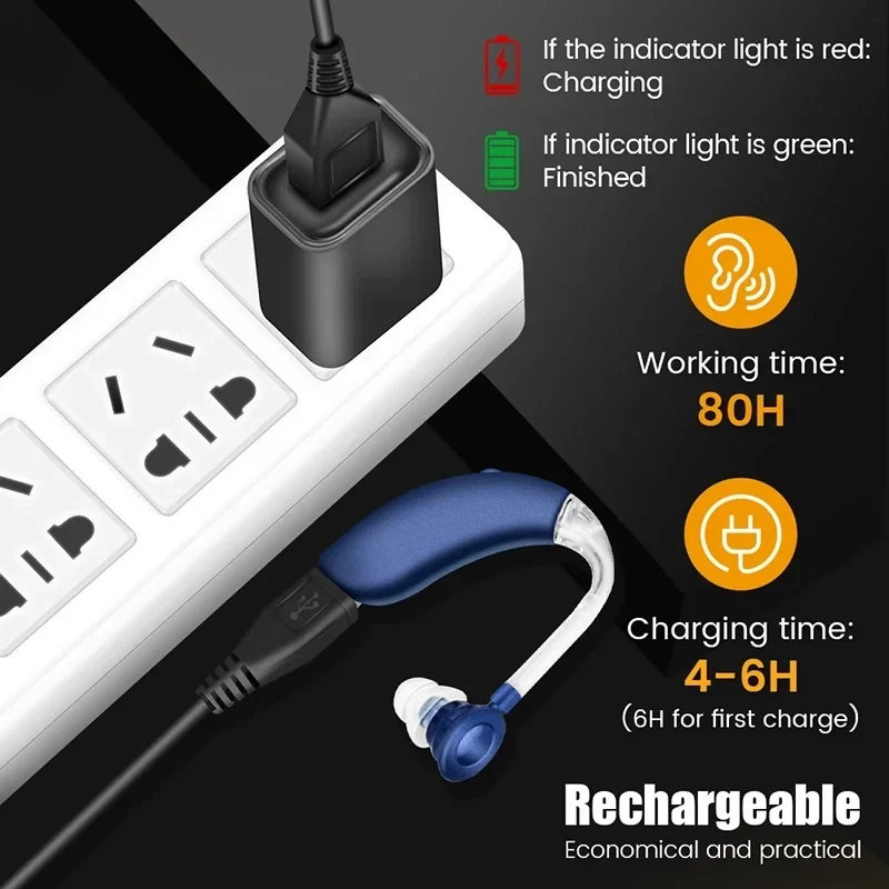 Rechargeable BTE Hearing Aid G-25-BG