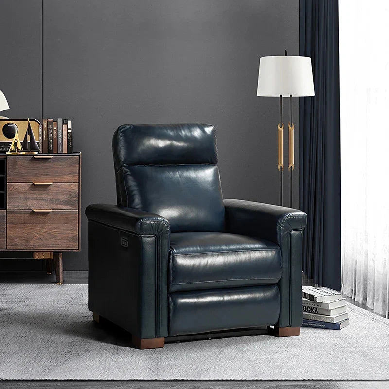 Lea 36.02" Wide Genuine Leather Power Recliner