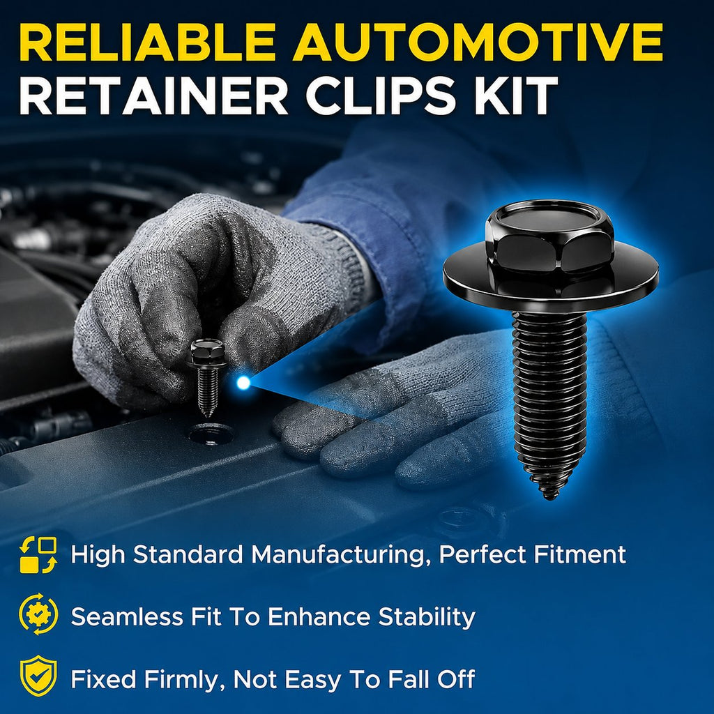⚙️ 40PCS 1/4'' Body Bolts & U-Nut Clips Kit, Universal Automotive Fender Bumper Splash Shield Fastener Retainer Set