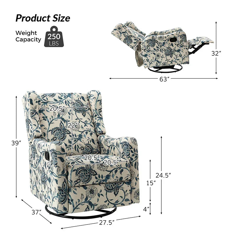 Damian Manual Swivel Glider Recliner