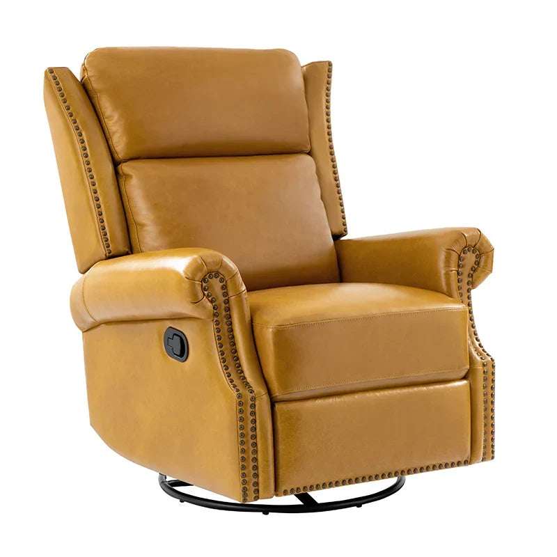 Martina Genuine Leather Manual Swivel Glider Recliner