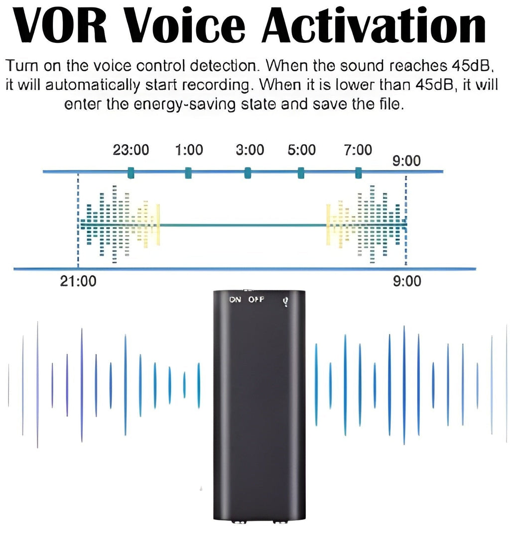 Secret Hidden Voice Recorder – Voice Activated, Smart Noise Reduction, Auto File Save
