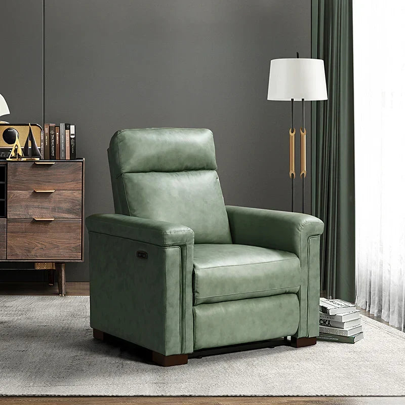 Lea 36.02" Wide Genuine Leather Power Recliner