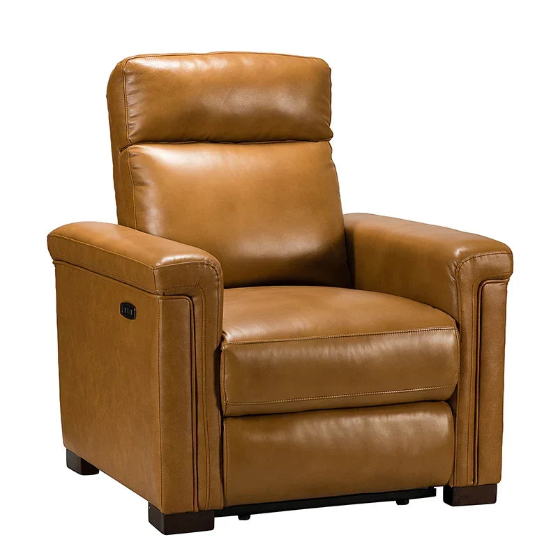 Lea 36.02" Wide Genuine Leather Power Recliner