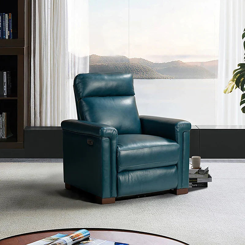 Lea 36.02" Wide Genuine Leather Power Recliner