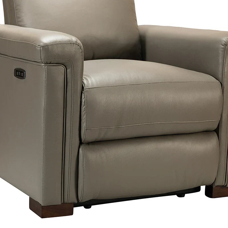 Lea 36.02" Wide Genuine Leather Power Recliner