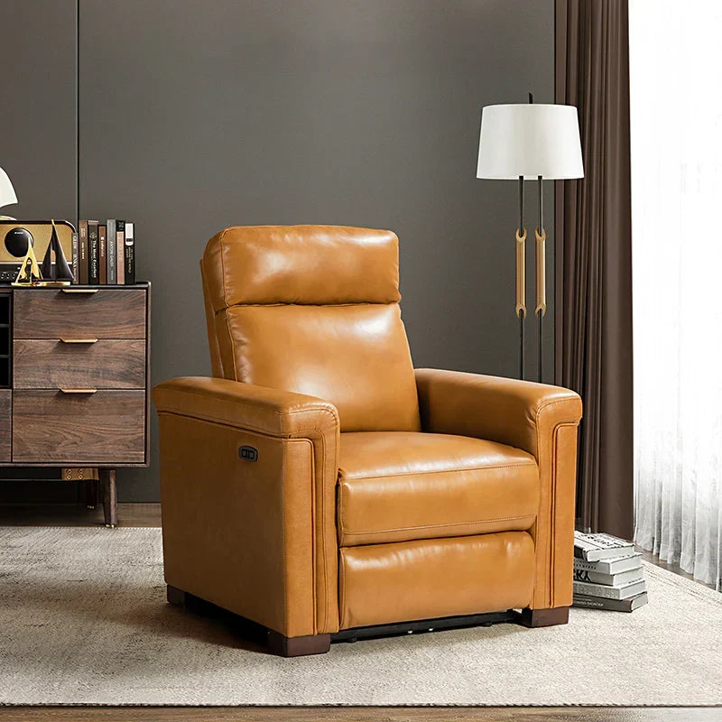 Lea 36.02" Wide Genuine Leather Power Recliner