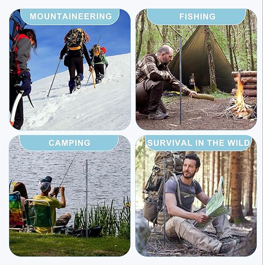 Outdoor Survival Hiking Walking Stick – Collapsible Survival Trekking Pole