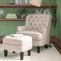 Elroy 32” Wide Tufted Wingback Chair and Ottoman