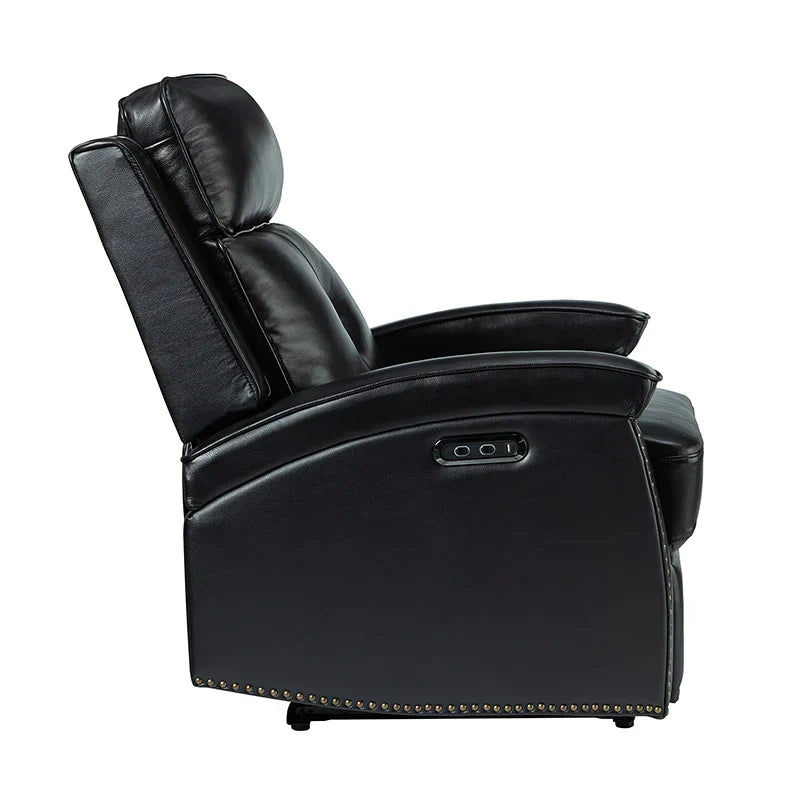 Stefan Genuine Leather Power Recliner with Nailhead Trim