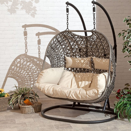 2022 Patio Wicker Swing Chair With Stand Rain Cover Included
