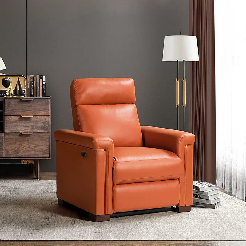 Lea 36.02" Wide Genuine Leather Power Recliner