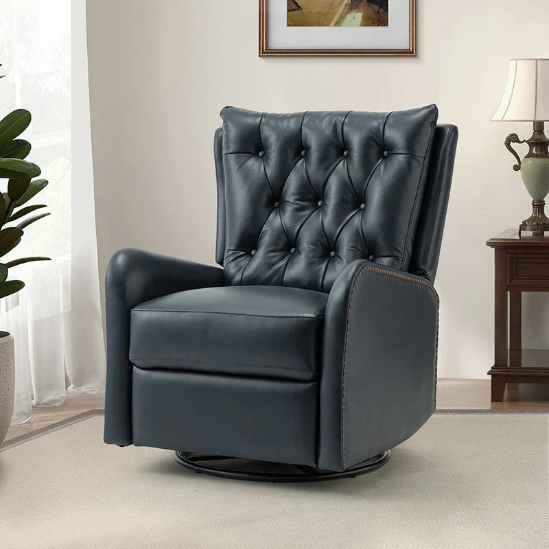 Francisco Genuine Leather Manual Swivel Recliner