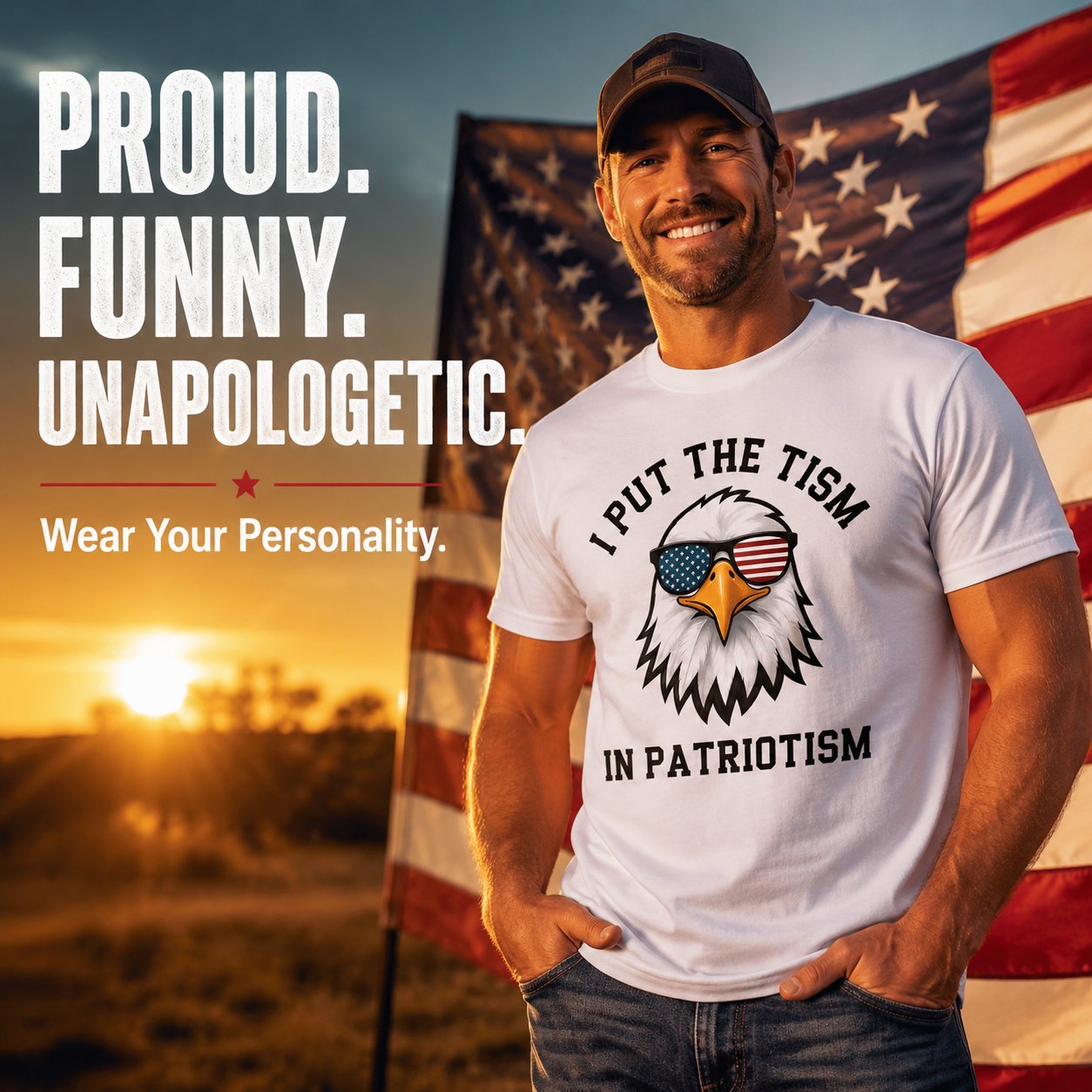 Put The Tism In Patriotism Athletic Eagle T-Shirt Unisex for Daily Wear