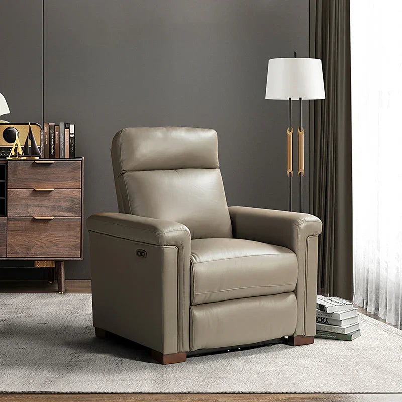 Lea 36.02" Wide Genuine Leather Power Recliner