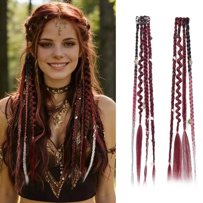 🌿 Boho Beaded Clip-In Braids – Effortless Festival & Everyday Hair Transformation