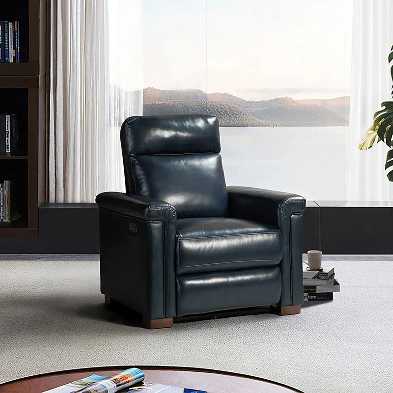 Lea 36.02" Wide Genuine Leather Power Recliner