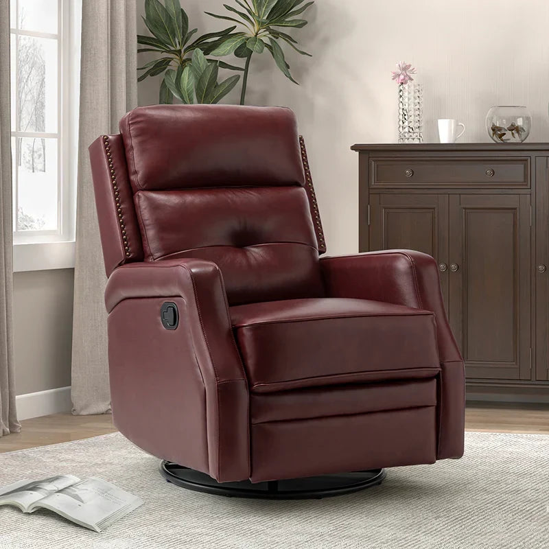 Benito 28.74" Wide Genuine Leather Swivel Rocker Recliner