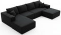 107.5" Cloud Modular Sectional Couch with 1 Ottoman,Modern Minimalist Upholstered Couches, Comfort U Shaped Sofa for Living Room,Deep Seat Corner Couch，No Assembly Required (Grey,Left Facing Chaise)