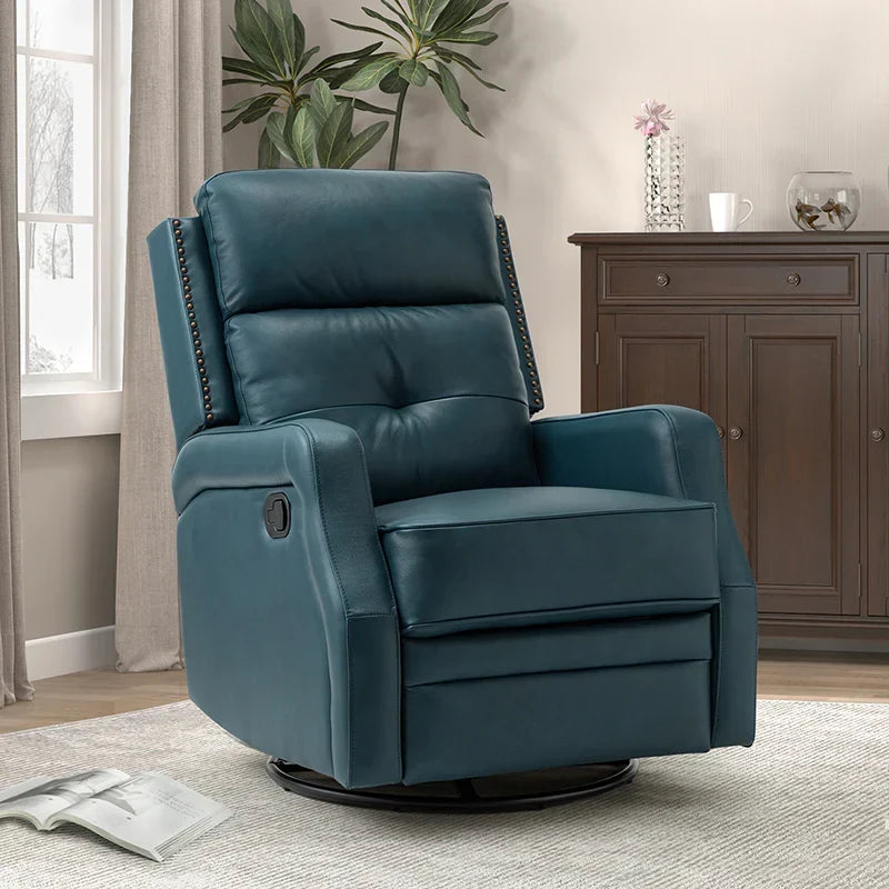 Benito 28.74" Wide Genuine Leather Swivel Rocker Recliner