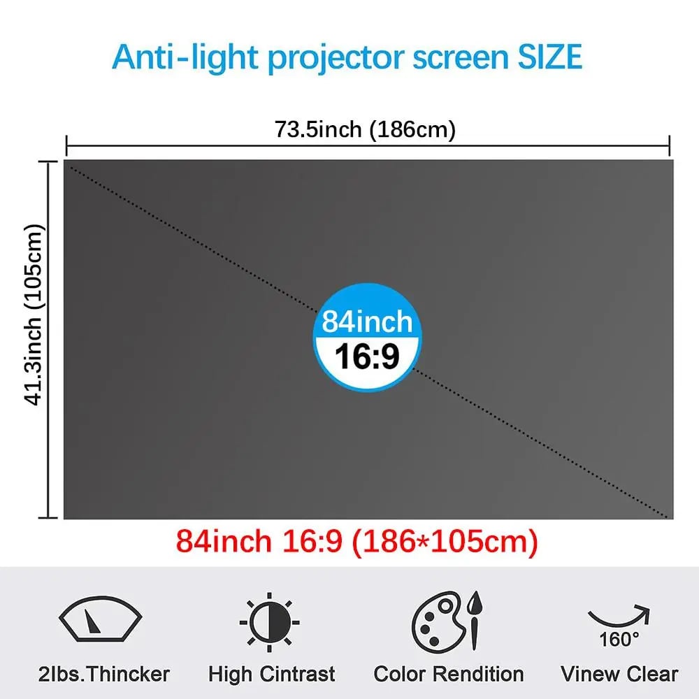 4K Metal Lightproof Foldable Portable Movie Screen (16:9)🎥✨