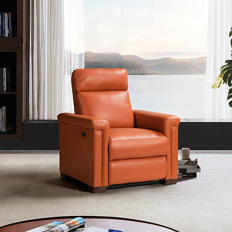 Lea 36.02" Wide Genuine Leather Power Recliner