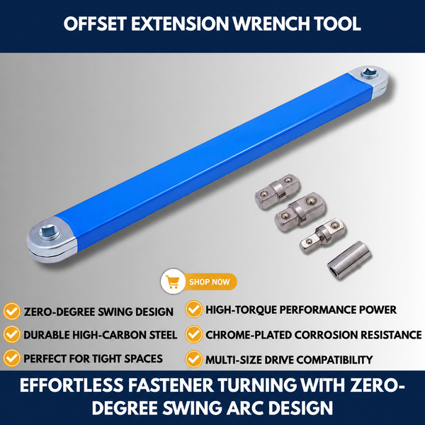 Offset Extension Wrench with Square Drive Adapters
